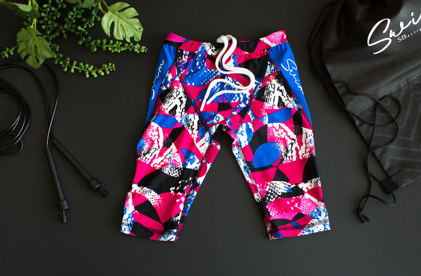 Swim Boy's Trunks - Royal Blue, Pink & White