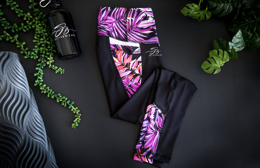 Long Black & Pink Palm Tight