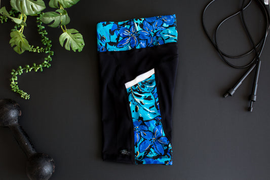 Short Black & Blue Print Tight