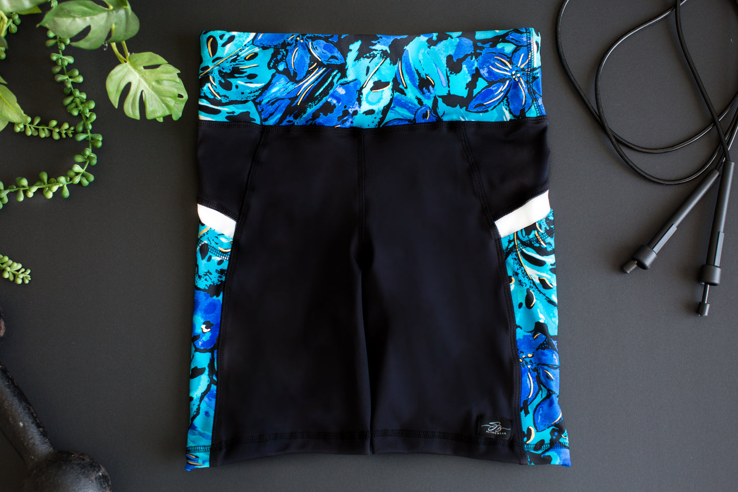 Short Black & Blue Print Tight