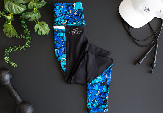 Long Black & Blue Print Tight